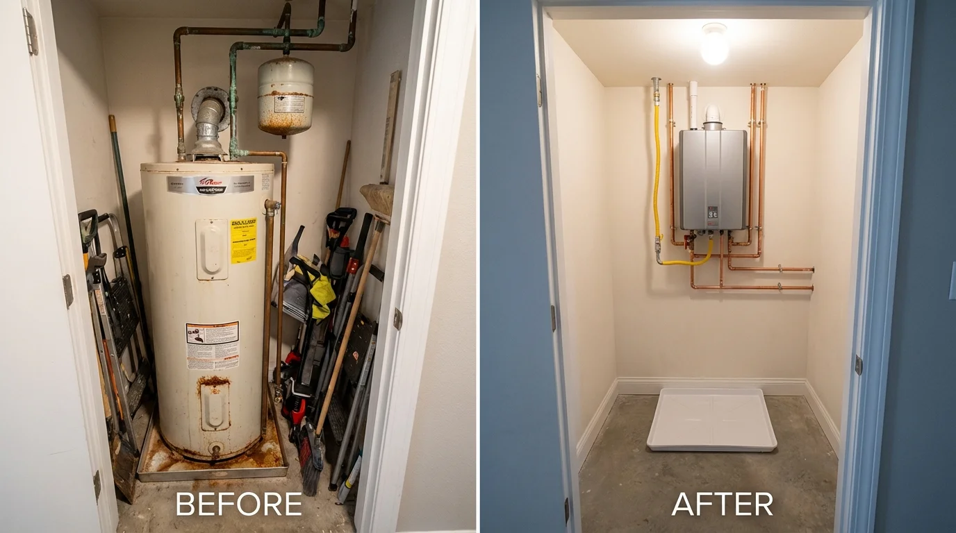 Tank water heater versus wall-mounted tankless unit comparison for Arcadia, SC homeowners